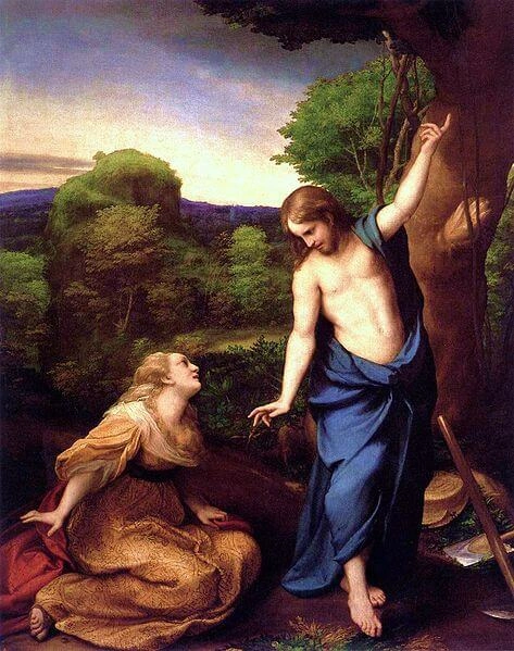 Jesus tells Mary Magdalene not to touch him, on Easter morning, after she recognizes him.