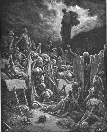 "Ezekiel’s Vision of the Valley of Dry Bones (Ez. 37:1-14)" by Gustave Doré
