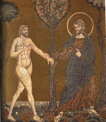Adam comes to Eden - mosaic in Monreale Cathedral