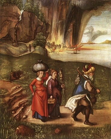 "Lot Fleeing with his Daughters from Sodom" by Albrecht Dürer