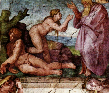 The Creation of Eve, as depicted on the ceiling of the Sistine Chapel, part of Michelangelo’s masterpiece.