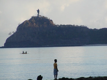 Dili Bay with Jesus statue