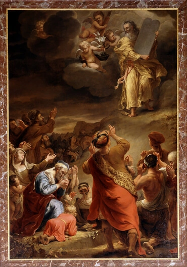 Moses descends from Mount Sinai with the Ten Commandments, by Ferdinand Bol