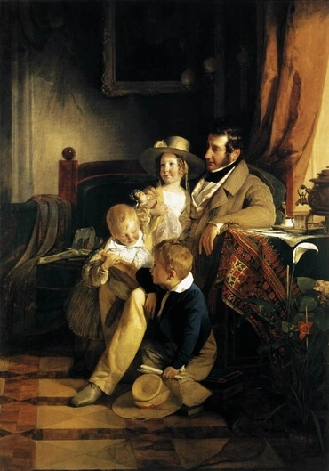 Rudolf von Arthaber with his Children, by Friedrich von Amerling
