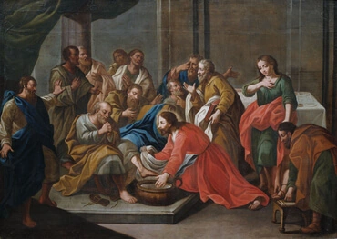 Christ washing the feet of the apostles.