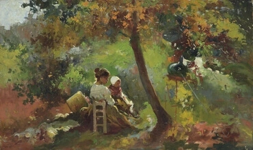 In the Garden, by José Navarro Llorens (1867-1923)