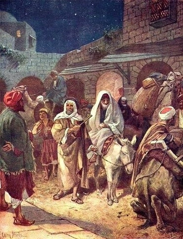 Joseph and Mary arrive in Bethlehem, by William Brassey Hole