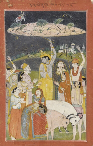 Krishna Holding Mount Govardhan, by Mola Ram (1760-1833)