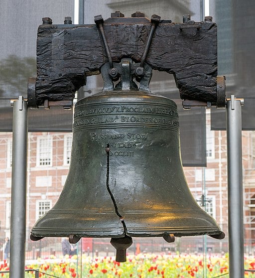 The Liberty Bell, with its inscription: "Proclaim Liberty Throughout All the Land Unto All the Inhabitants thereof."