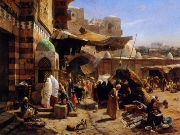 Market in Jaffa, by Gustav Bauernfeind (1848-1904)