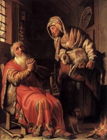 Tobit and Anna with the kid, by Rembrandt