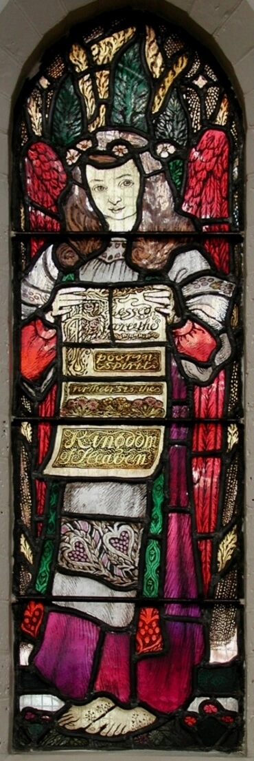 This stained-glass window in St. Peter’s, Clapham, London, is one of eight depicting the Beatitudes.