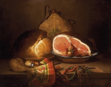 Still Life with Ham by Ferenc Ujházy