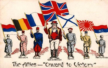 This World War I poster shows the nations allied against the Axis countries.