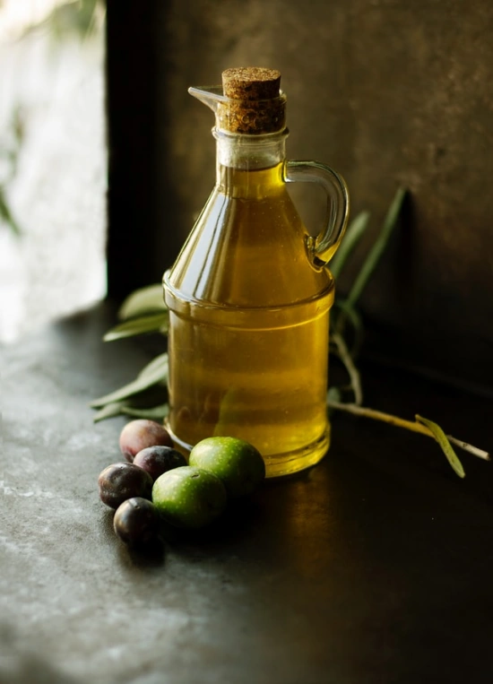 jug of oil and olives