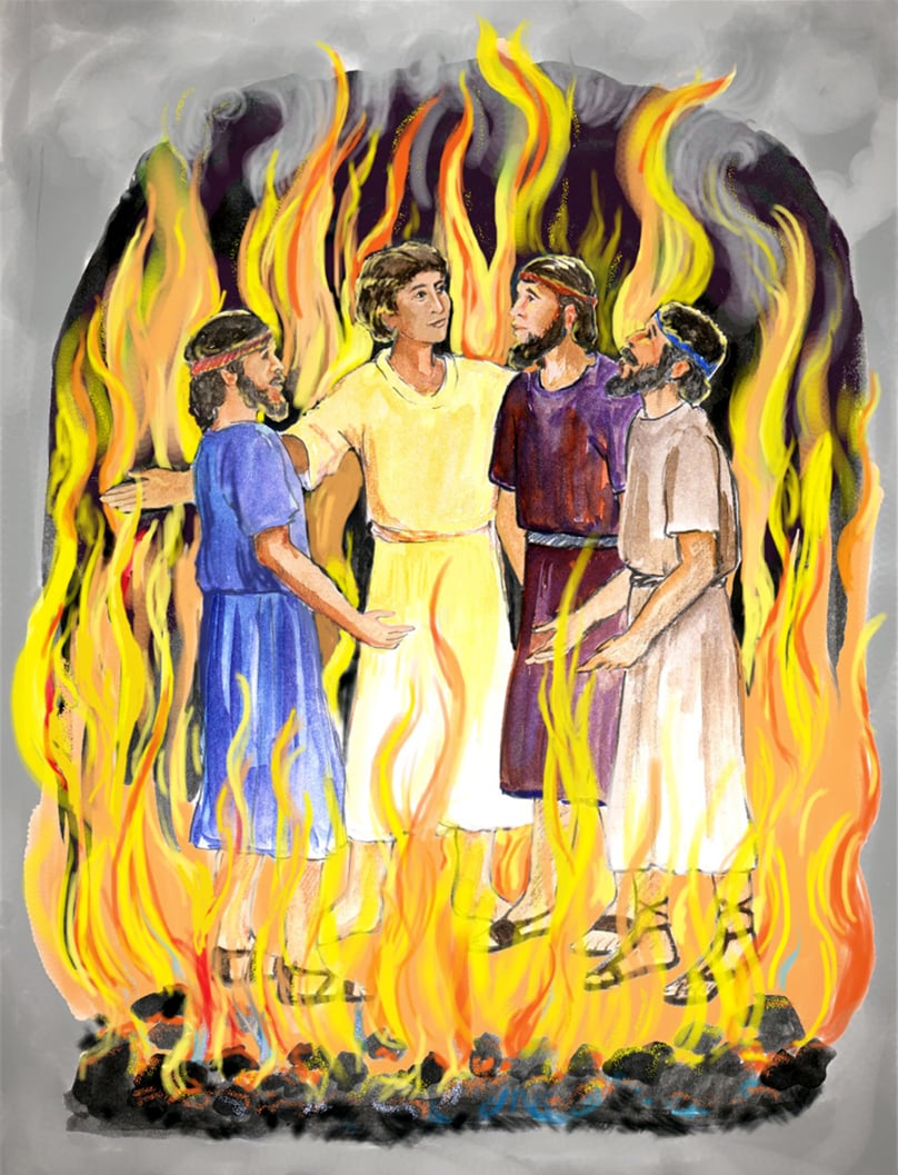 shadrach meshach and abednego fire coloring page